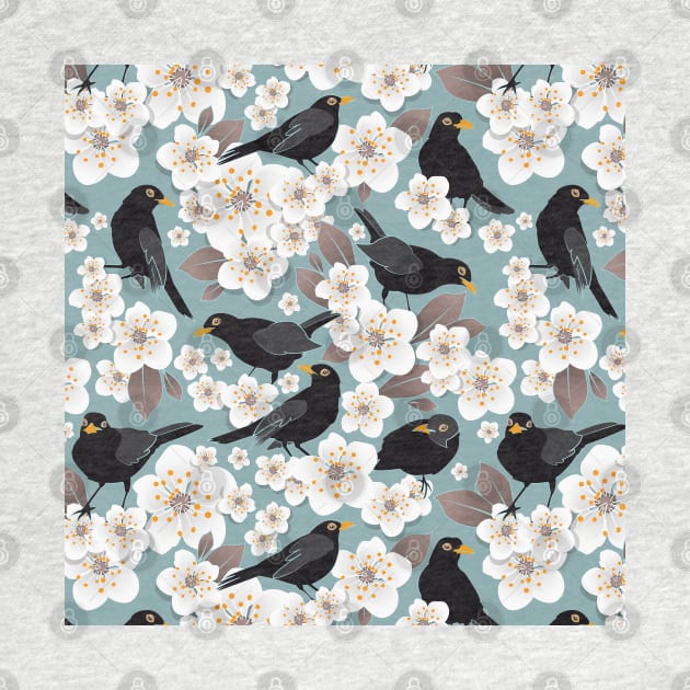 Waiting for the cherries // pattern // blue background by SelmaCardoso